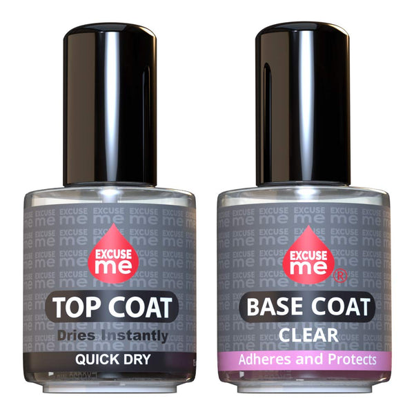 EXCUSE ME Quick Dry Fast Top Coat & Base Coat Clear Duo Set Long