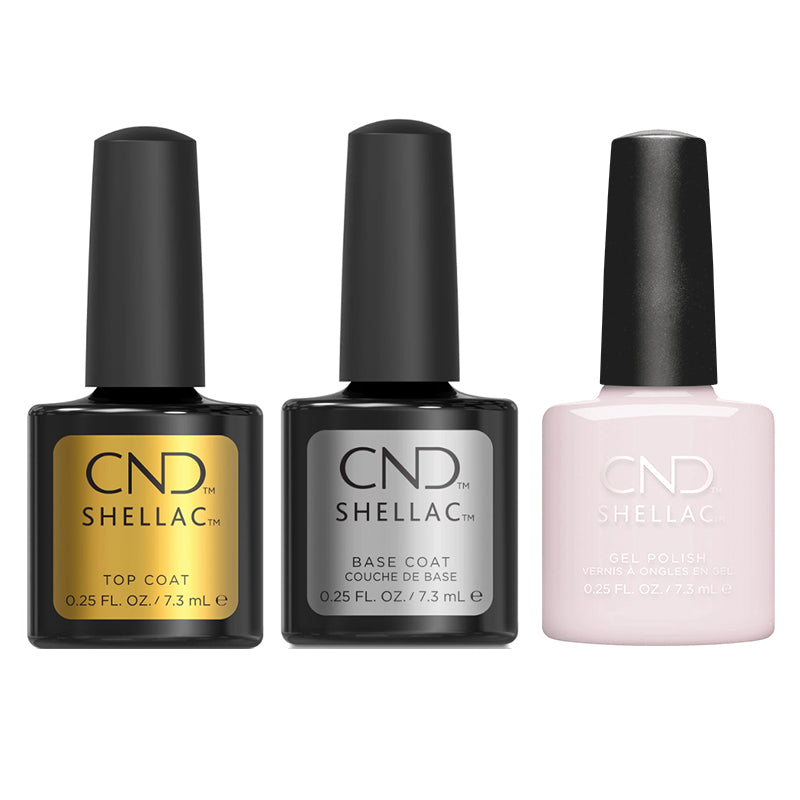 CND Shellac Gel Polish Original Top Coat, Base Coat 0.25oz + Romantique