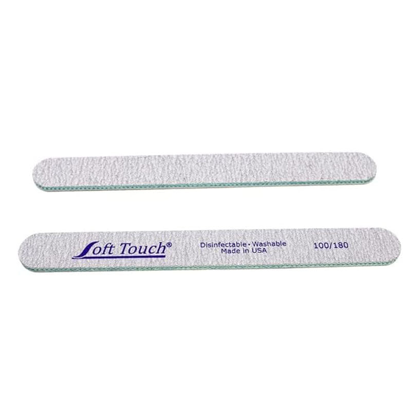 Soft Touch Nail File, 100/180 Grit Double Sided, Zebra Cushion, for Natural or Artificial Nails, 7 Inch