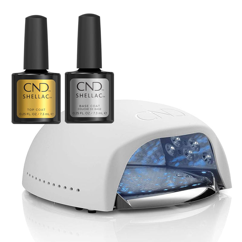 CND Shellac Gel Polish Original Top Coat & Base Coat 0.25oz + CND LED Light Lamp Version 2
