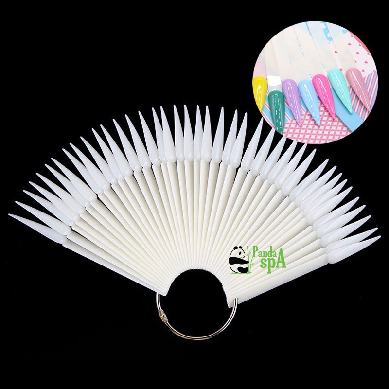 Pandaspa Natural Nail Display Tips Stiletto Point Tips Sample Nail Art Sticks Practice Nails