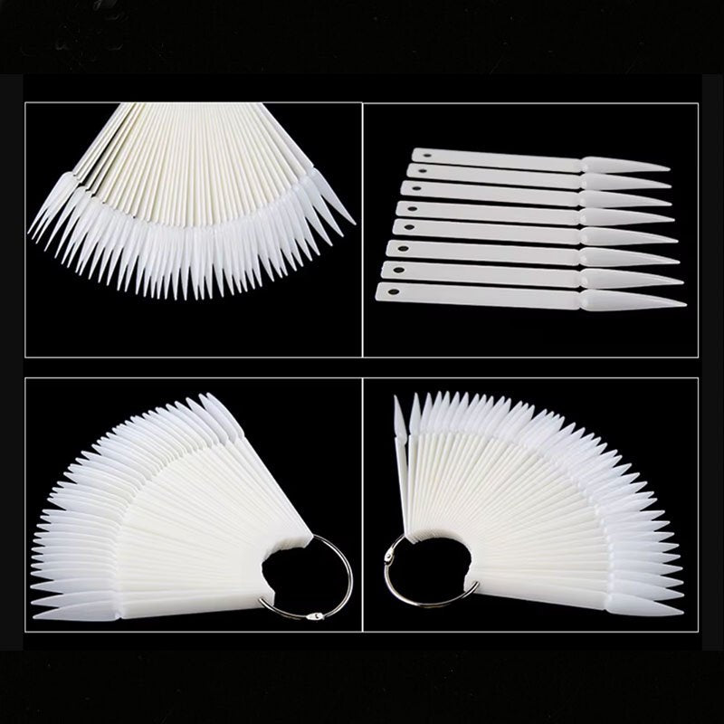 Pandaspa Natural Nail Display Tips Stiletto Point Tips Sample Nail Art Sticks Practice Nails