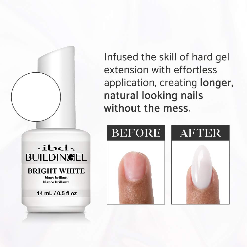 IBD Building Gel Hard Gel Nail Extension Bright White 0.5 oz