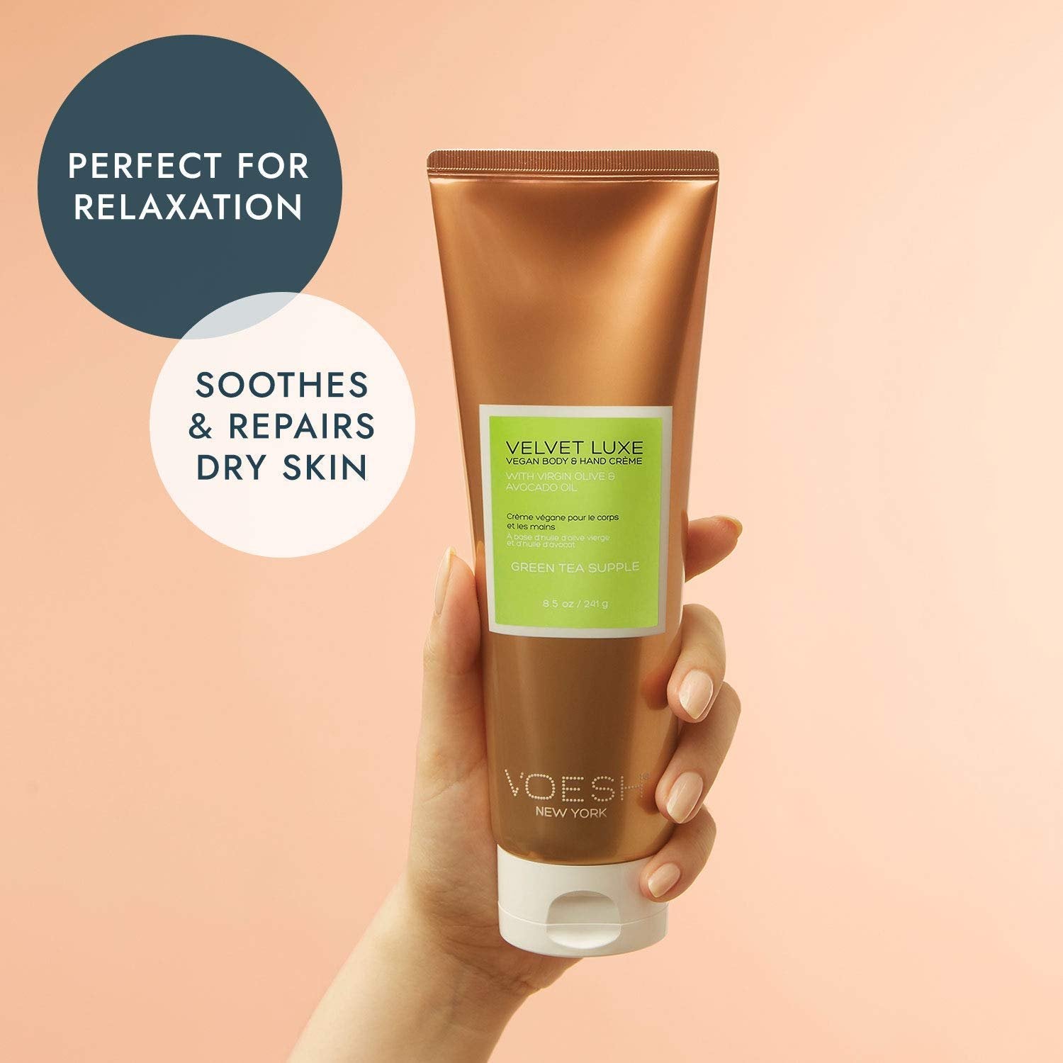 Voesh Velvet Luxe Vegan Body & Hand Cream Lotion Green Tea Supple 8.5 oz