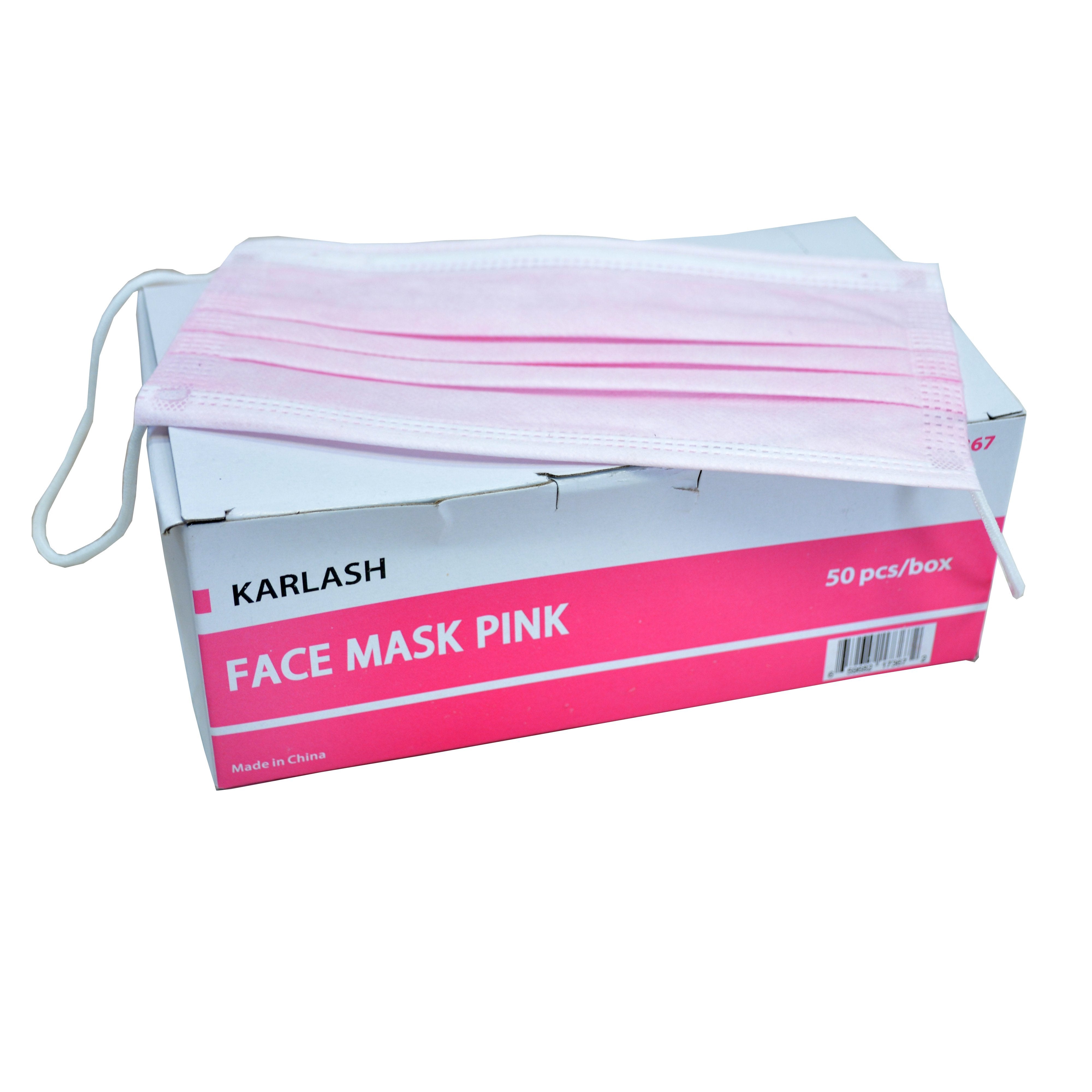 Karlash Four Layer 4-Ply Disposable Earloop Face Mask Filter Antivirus Bacteria Pink - 50 Pieces