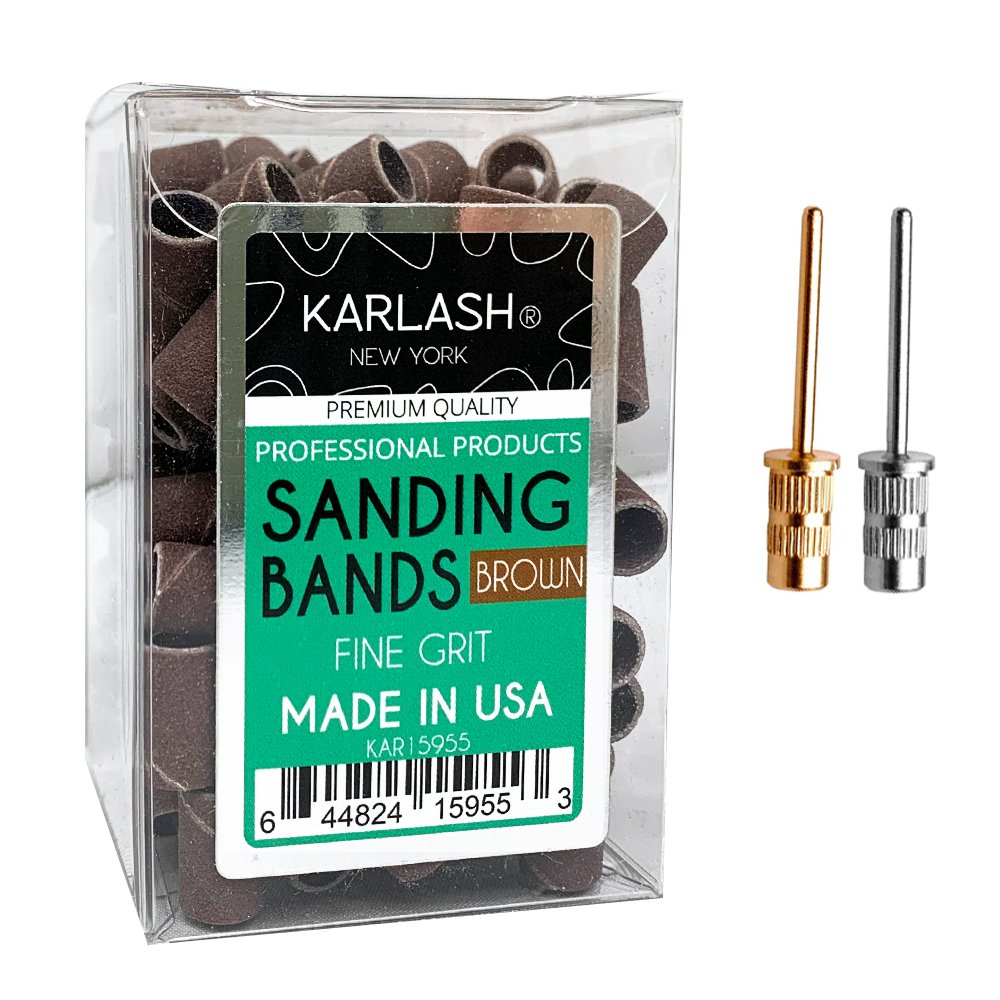 Karlash Professional Nail Sanding Bands Brown Fine Grit File + Free 2 Mandrel