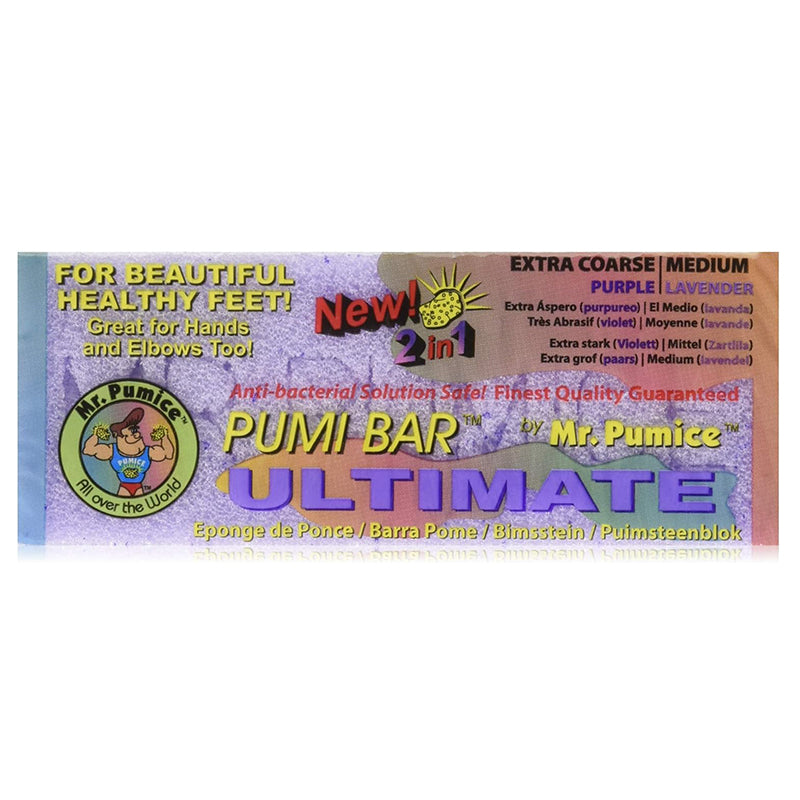 Mr. Pumice Ultimate Pumi Bar 2-in-1 Callus Remover Stone & Foot/Heel Scrubber - Medium & Coarse Grit