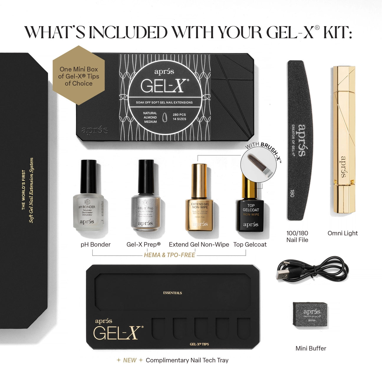 Aprés Gel-X Nail Extension Signature Kit + Mini Gel-X Tip Box (Natural Medium Almond)