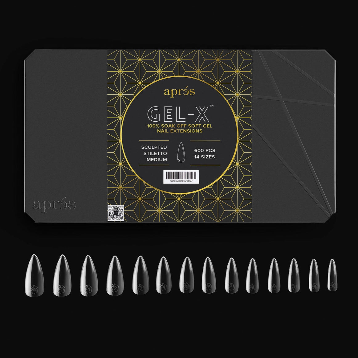 Aprés Gel-X Sculpted Soft Gel Tips 600pcs - Stiletto Medium