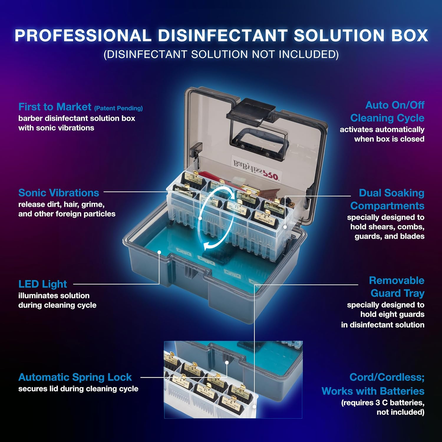 BabyLiss Pro Barber Sonic Disinfectant Solution Box