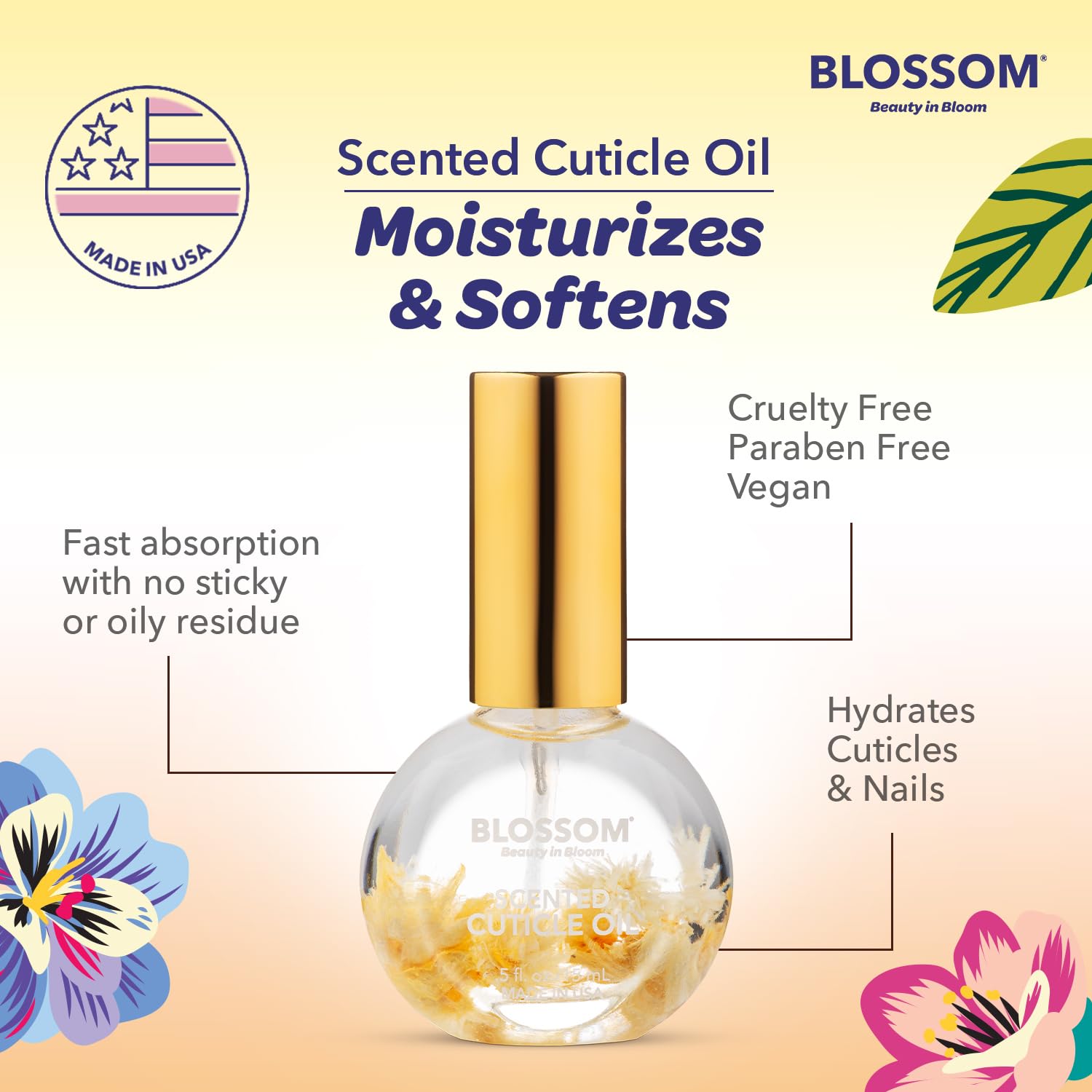 Blossom Scented Nail and Cuticle Oil - Almond Biscotti 0.5 oz