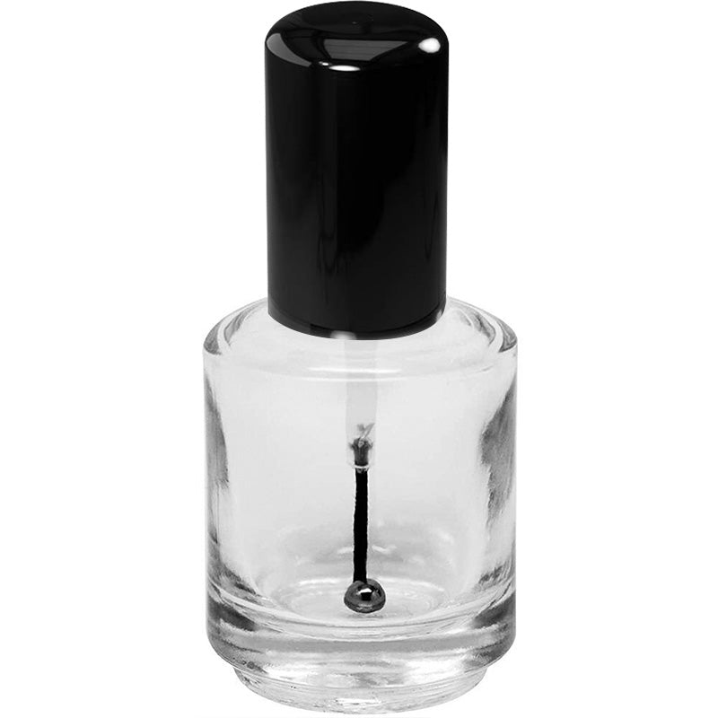 Empty Polish Bottle Clear + Brush + Mixing ball + Cap 0.5 Oz