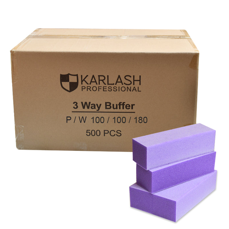 Karlash 3-Way Nail Buffer Sanding Block 100/180 Grit (Purple White)