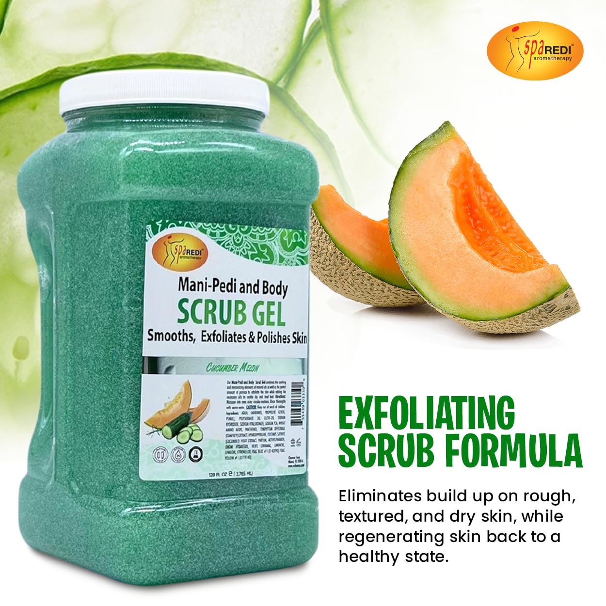 SPA REDI Pedi Scrub Gel Cucumber Melon Bucket (5 gallon size)