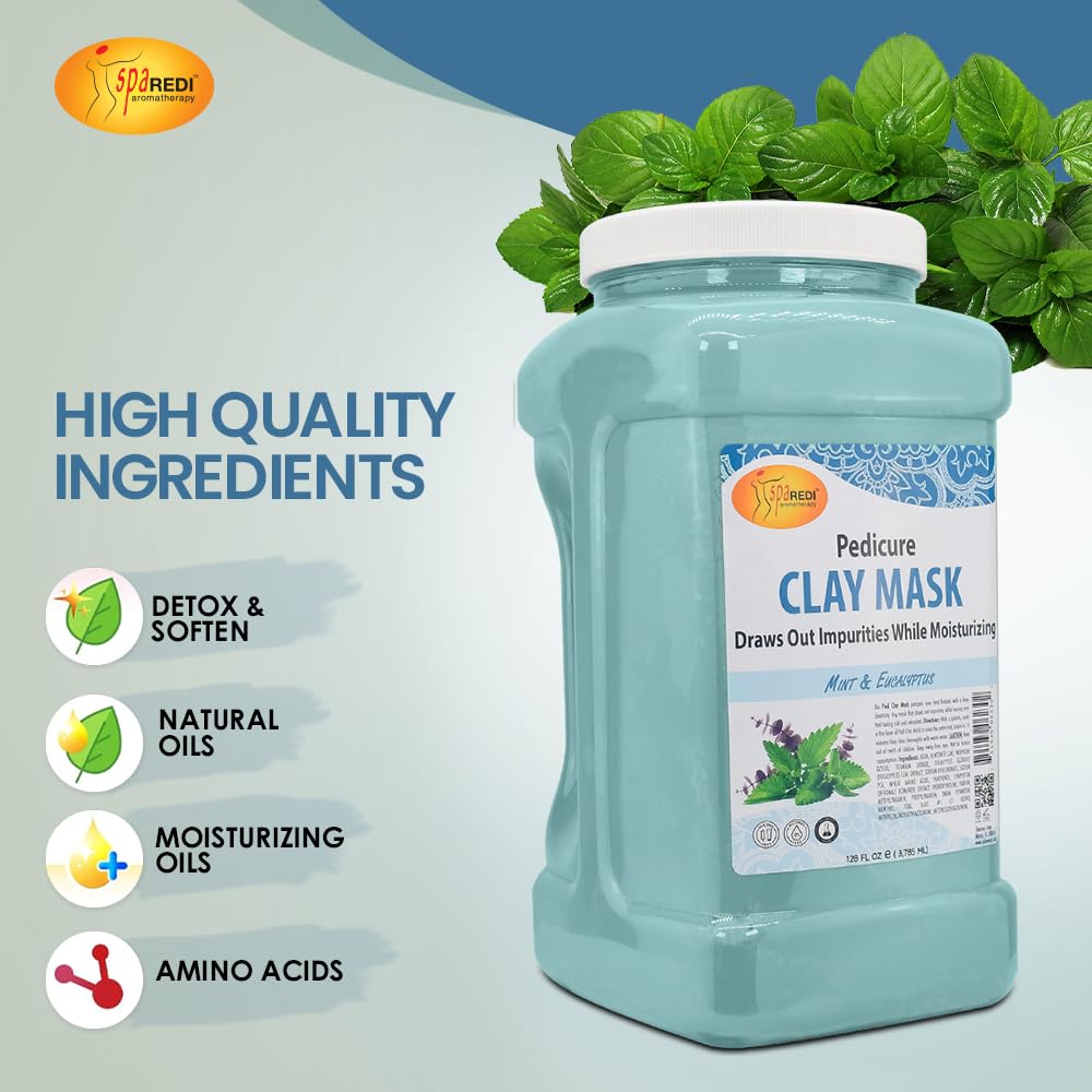SPA REDI Pedi Clay Mask Mint & Eucalyptus Bucket (5 gallon size)