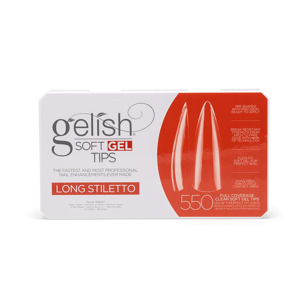 Gelish Soft Gel Tips Long Stiletto 550ct