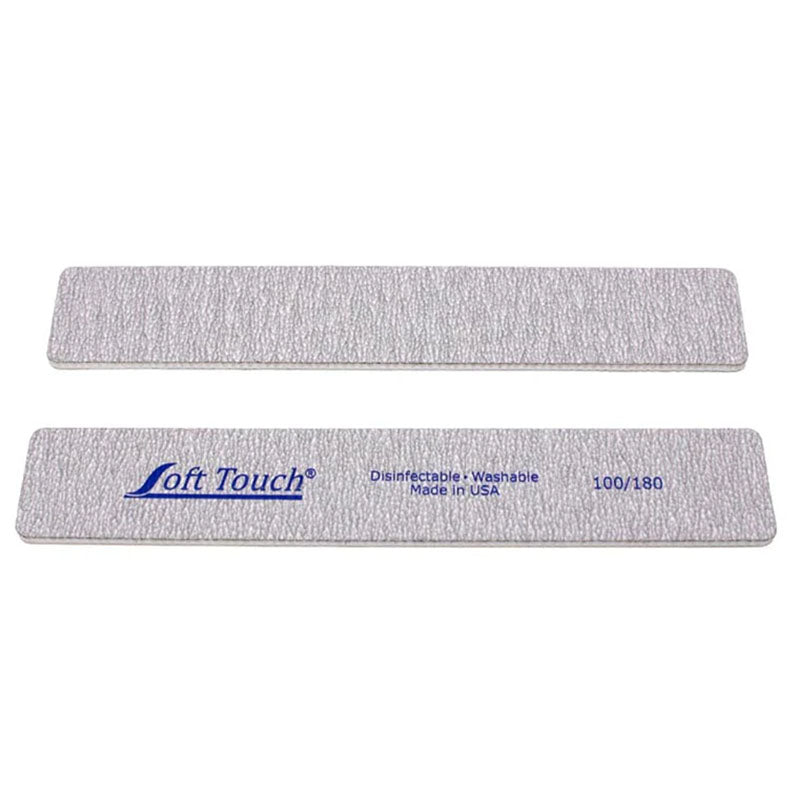 Soft Touch Nail File, 100/180 Grit, Medium, Zebra Cushion, for Artificial Nails, Jumbo Square