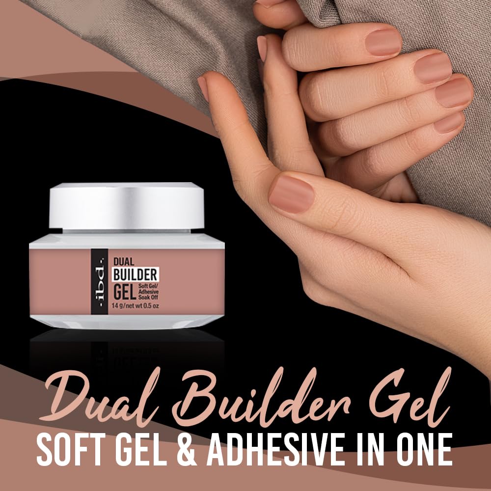 IBD Dual Builder Gel, Soft Gel and Adhesive, UV/Led Curable, Warm Nude 0.5 oz