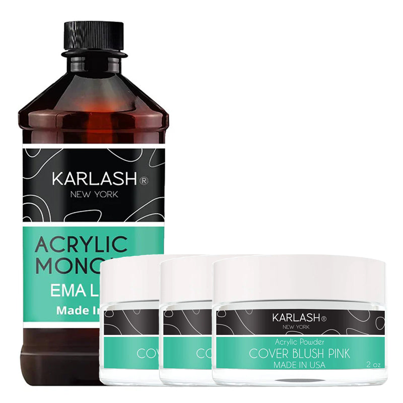 Karlash Acrylic Liquid Monomer 3.78 oz + 3 Acrylic Powder 2 oz