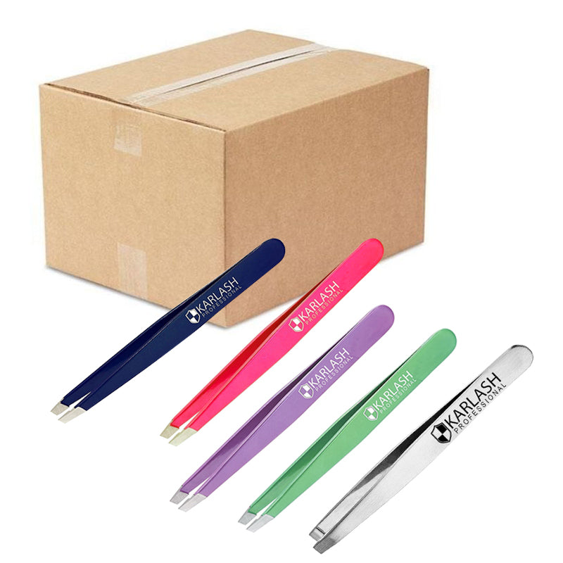 Karlash Slant Tweezers Stainless Steel Slant Tip - Blue (BULK DISCOUNT)