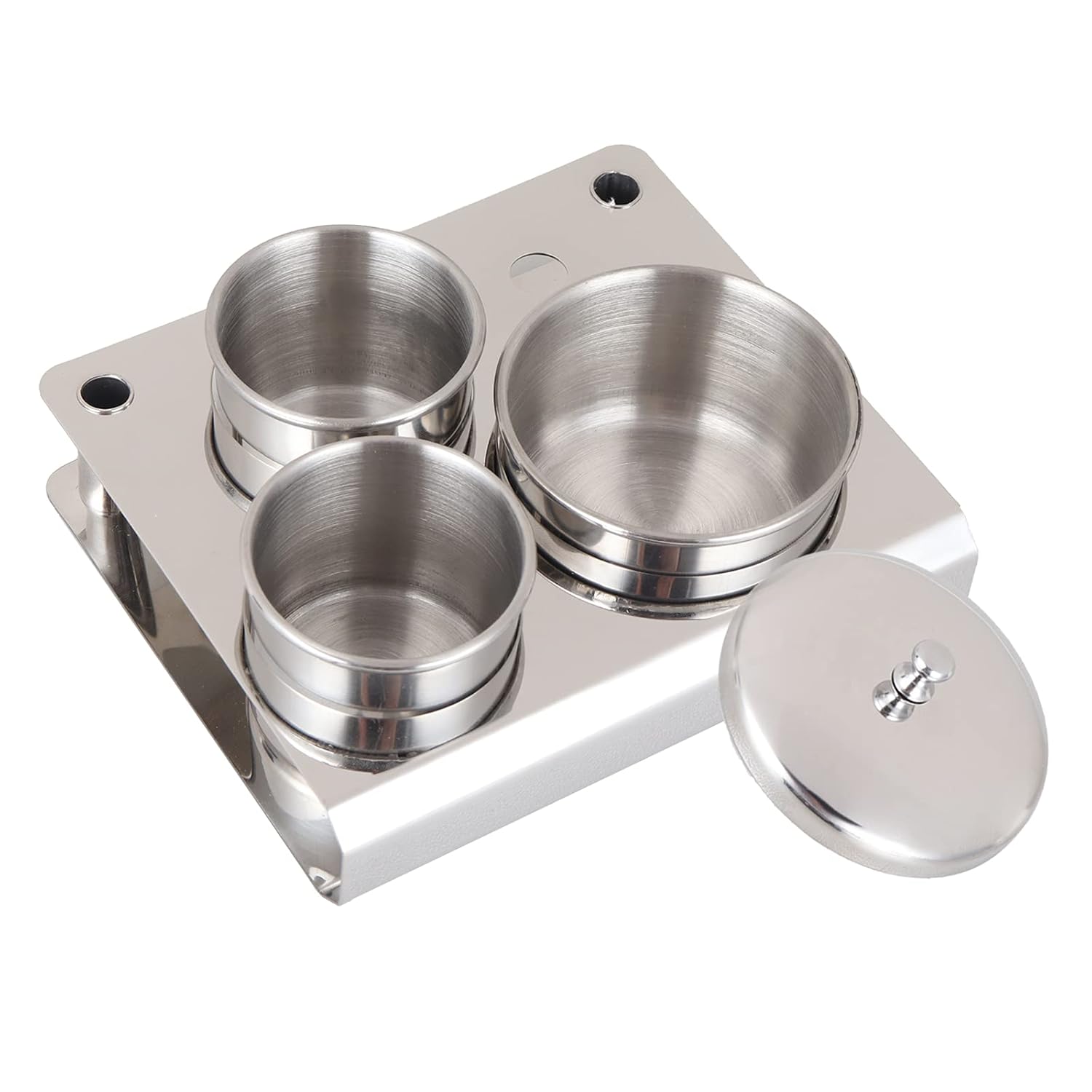 3 Pieces Set Stainless Steel Nail Art Equipment Nail Powder Holder Cup Bowls With Lids