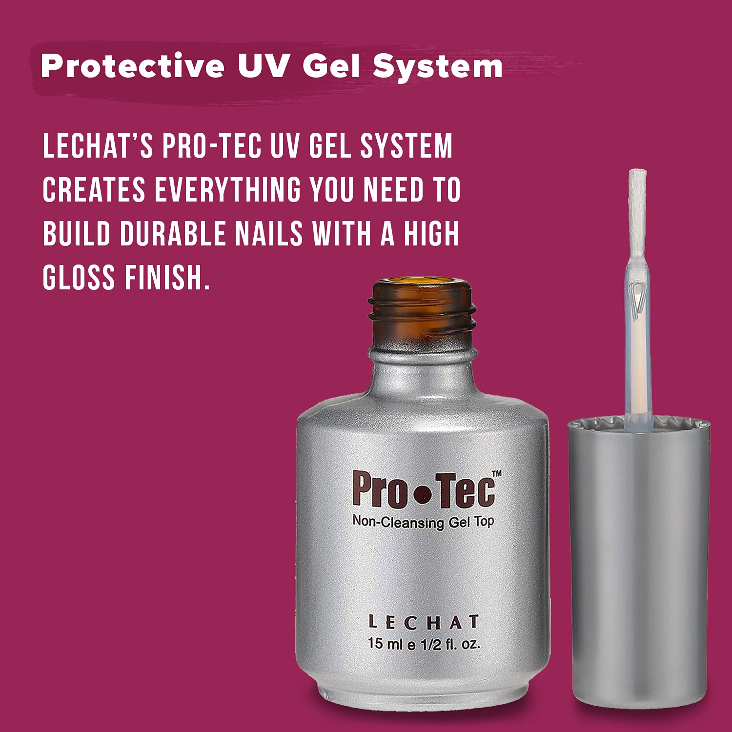 LeChat Pro-Tec Non-Cleansing Gel Top - Crystal Pink .5oz