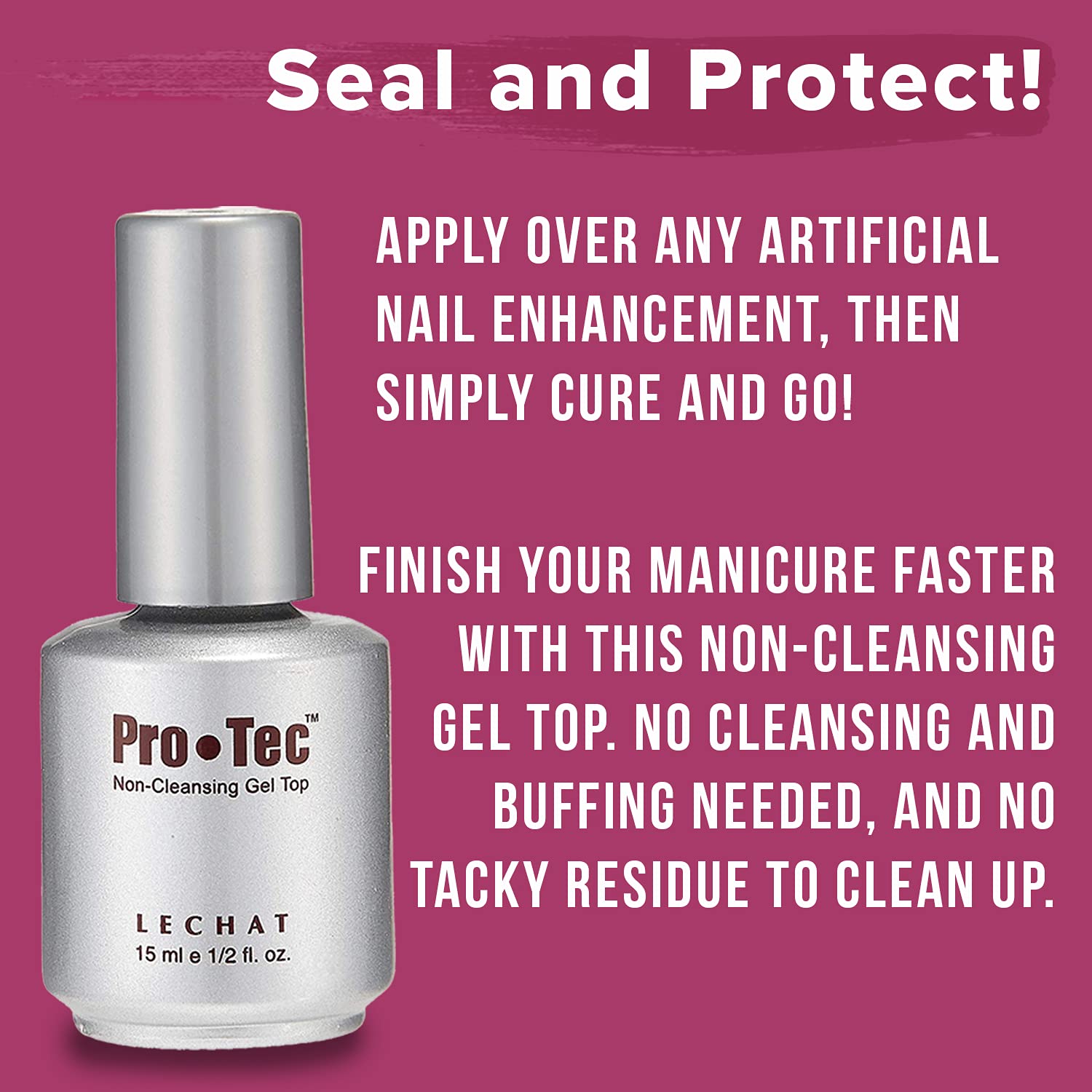 LeChat Pro-Tec Non-Cleansing Gel Top - Crystal Pink .5oz