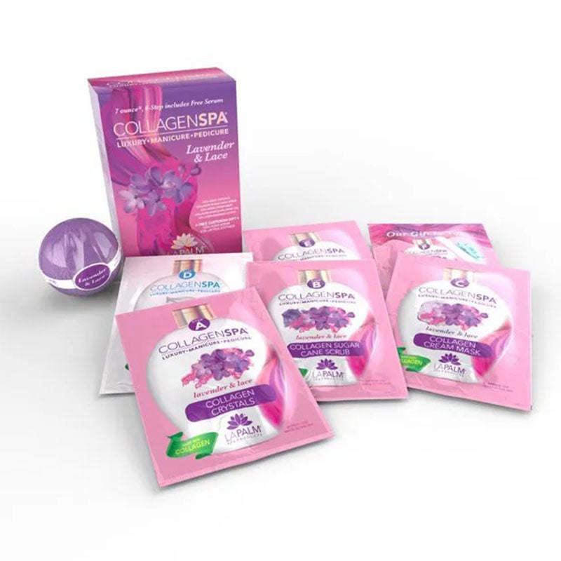 La Palm Collagen Spa Luxury Manicure & Pedicure 6 Step Kit - Lavender & Lace