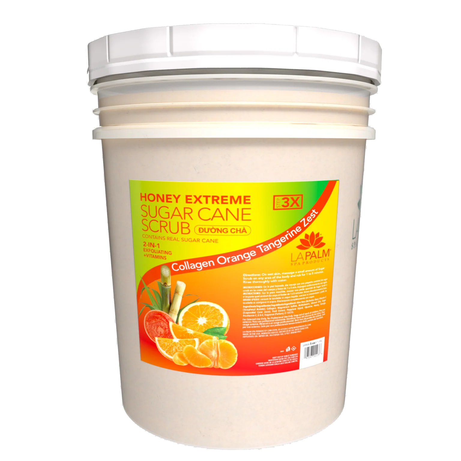 La Palm Honey Extreme Sugar Cane Scrub Orange Tangerine Zest Bucket (5 gallon size)