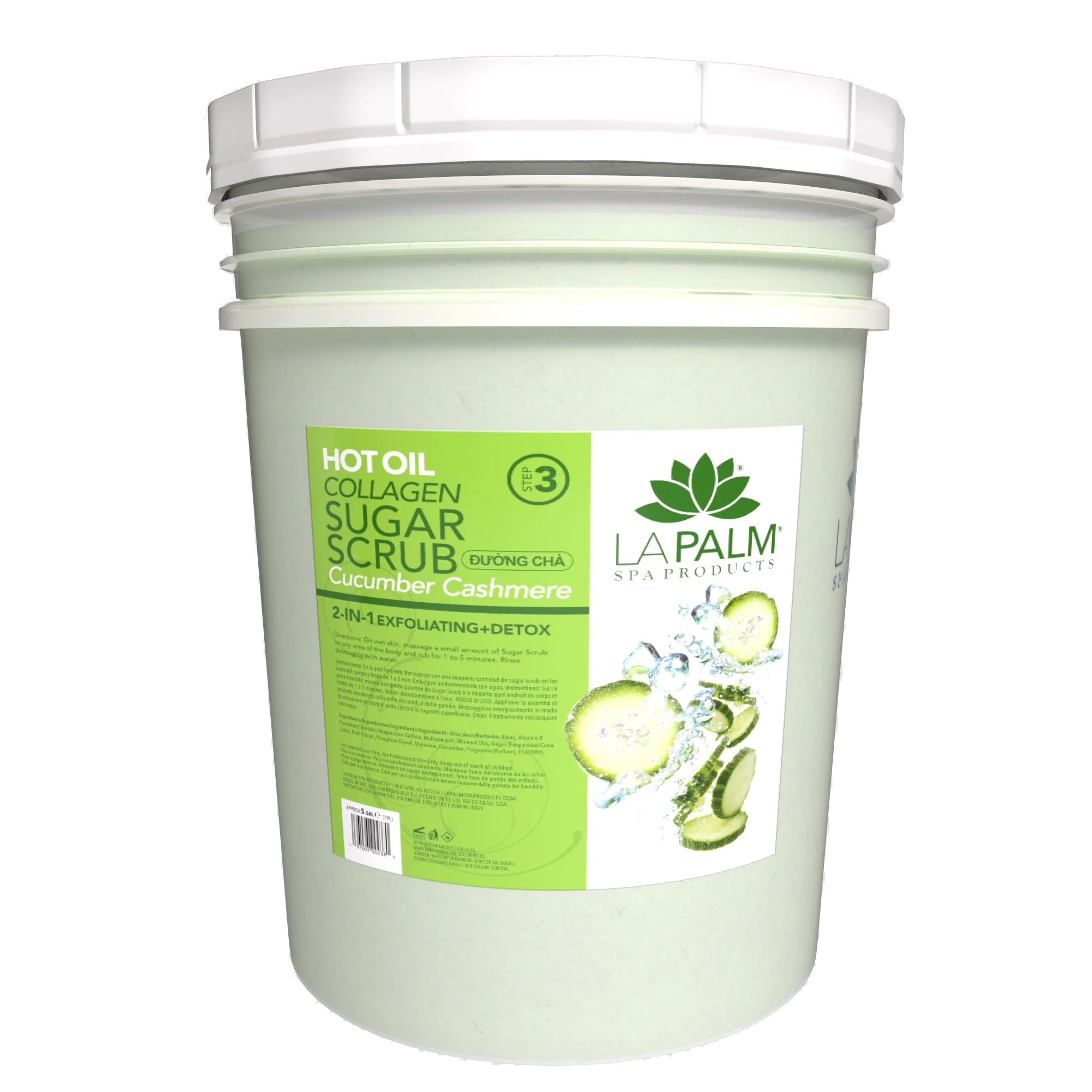 La Palm Hot Oil Sugar Scrub Cucumber Cashmere Bucket (5 gallon size)