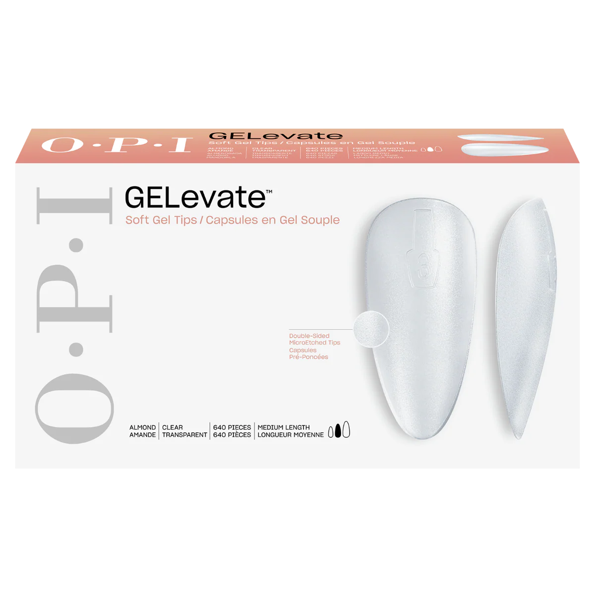 OPI GELevate Soft Gel Tips 640 Pieces - Medium Almond