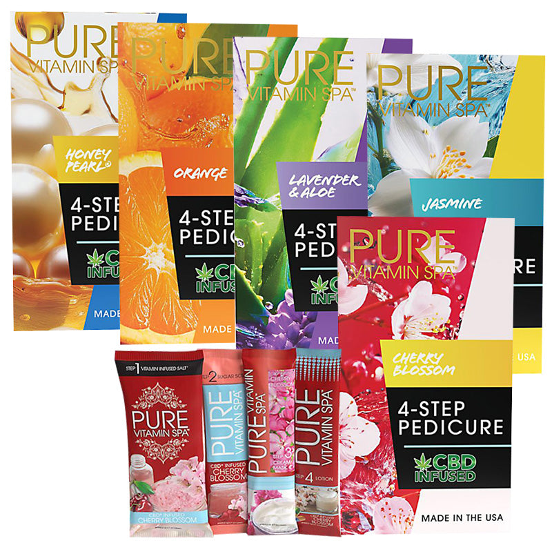 Pure Vitamin Spa 4 Step Pedicure - Mix of 5 Scents (60 Count)