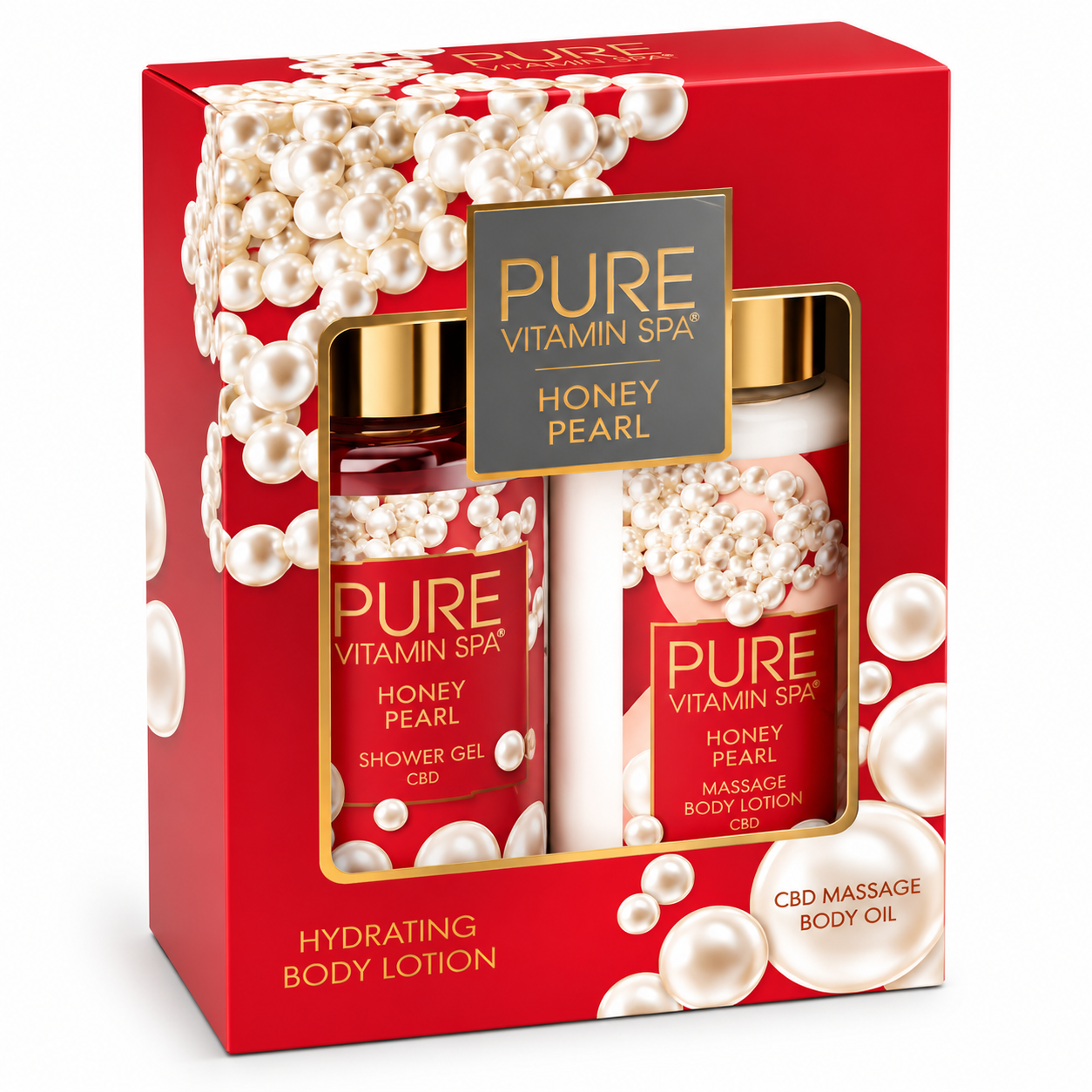 Pure Vitamin Spa Gift Set Massage Oil & Lotion 3.3 oz - Honey Pearl