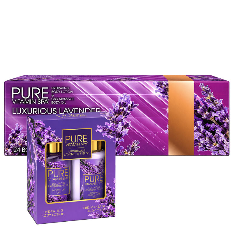 Pure Vitamin Spa Gift Set Massage Oil & Lotion 3.3 oz - Luxurious Lavender Fields