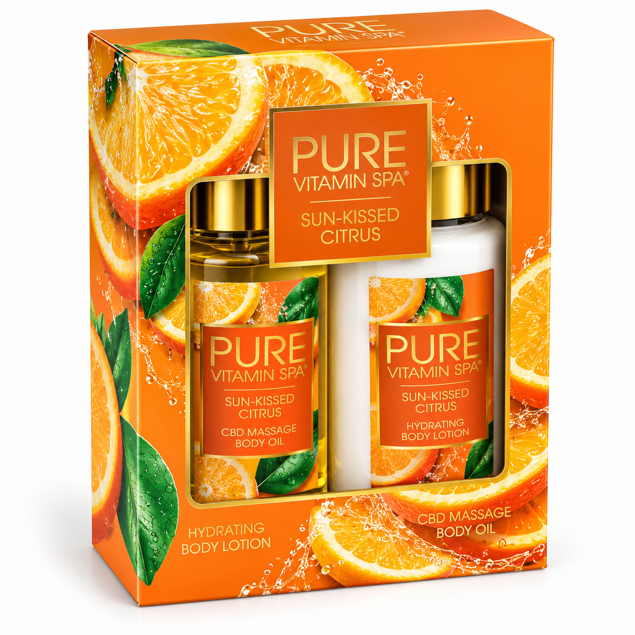 Pure Vitamin Spa Gift Set Massage Oil & Lotion 3.3 oz - Sun-Kissed Citrus