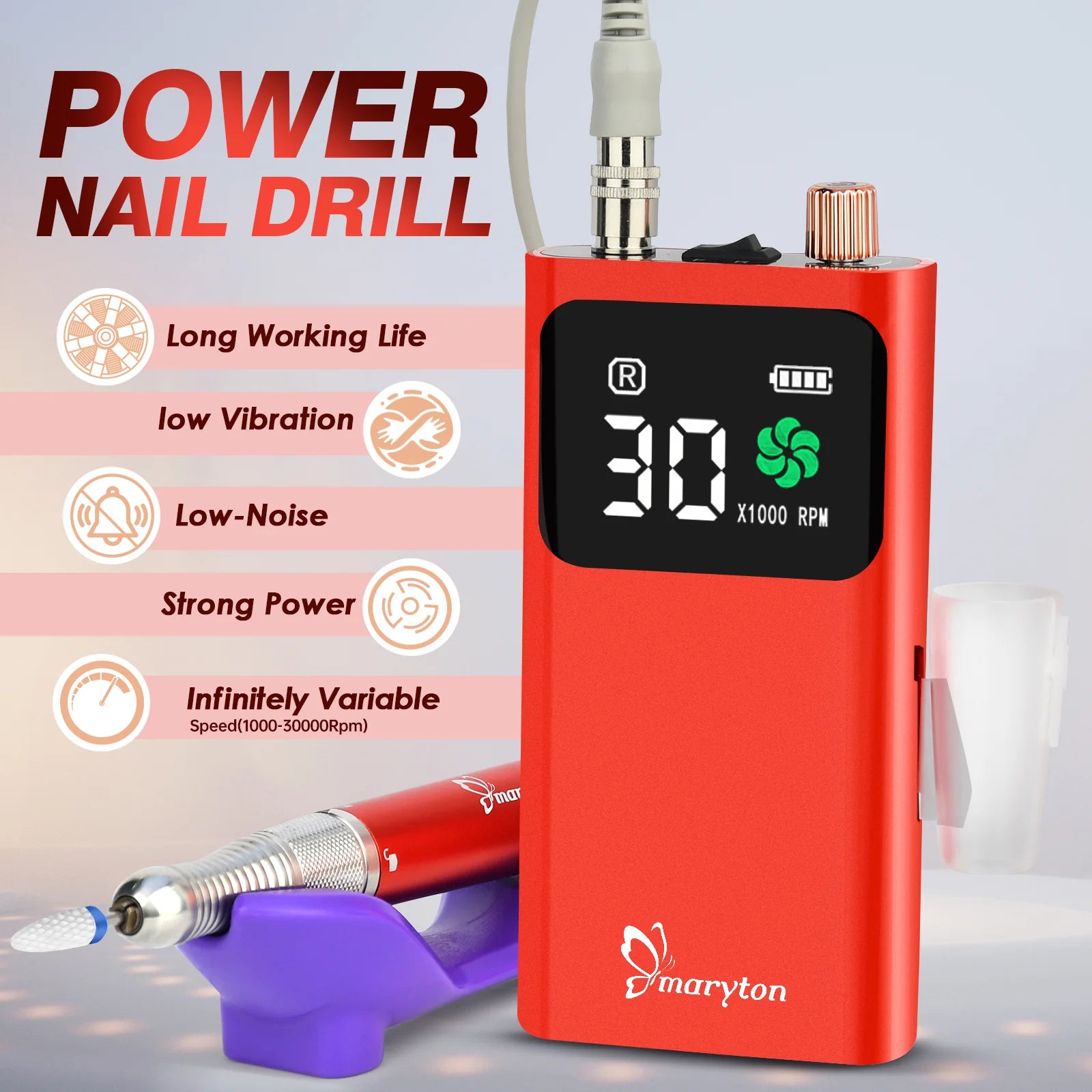 Maryton Portable Rechargeable Electric Nail Drill