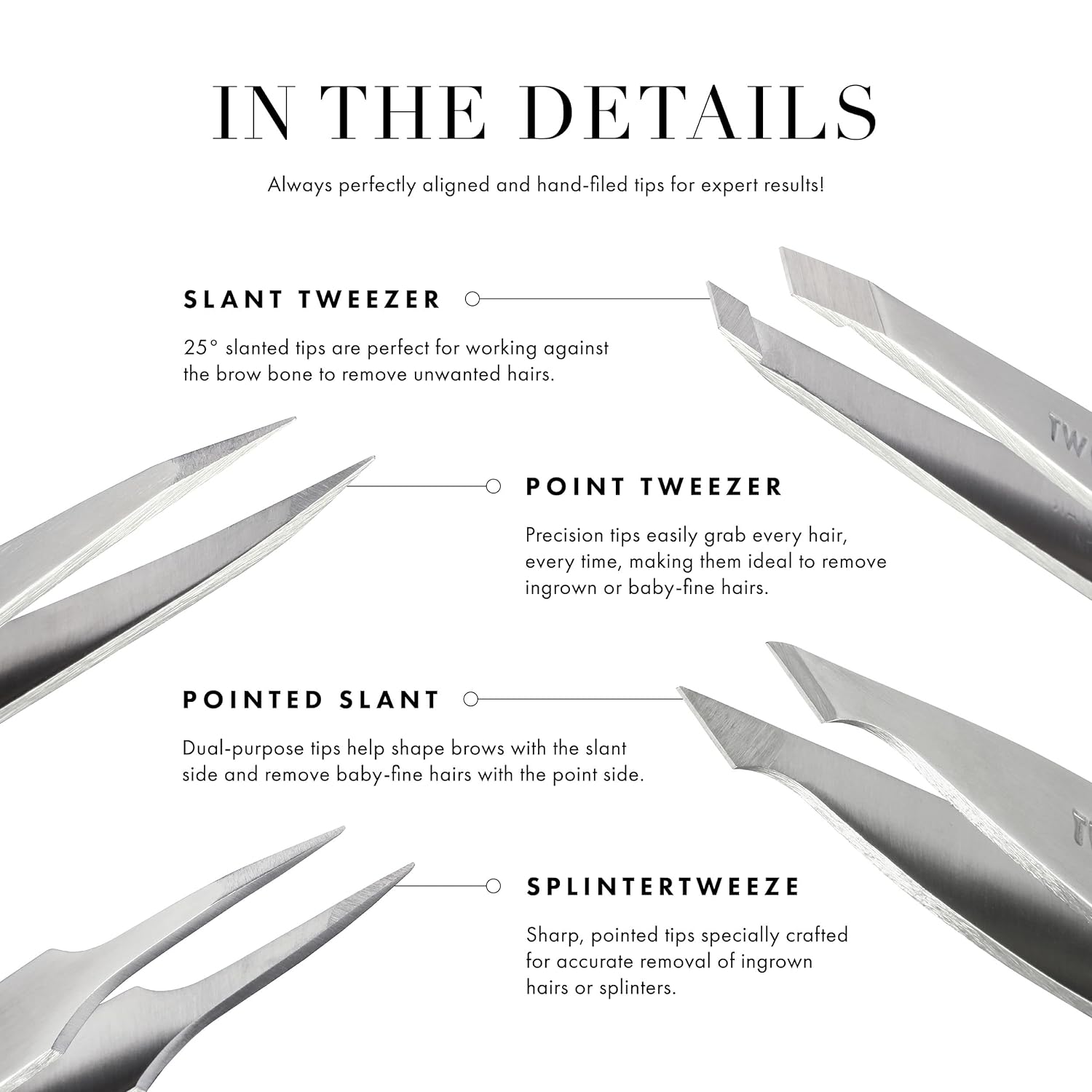 Tweezerman Petite Tweeze Set Slant and Point with Black Case