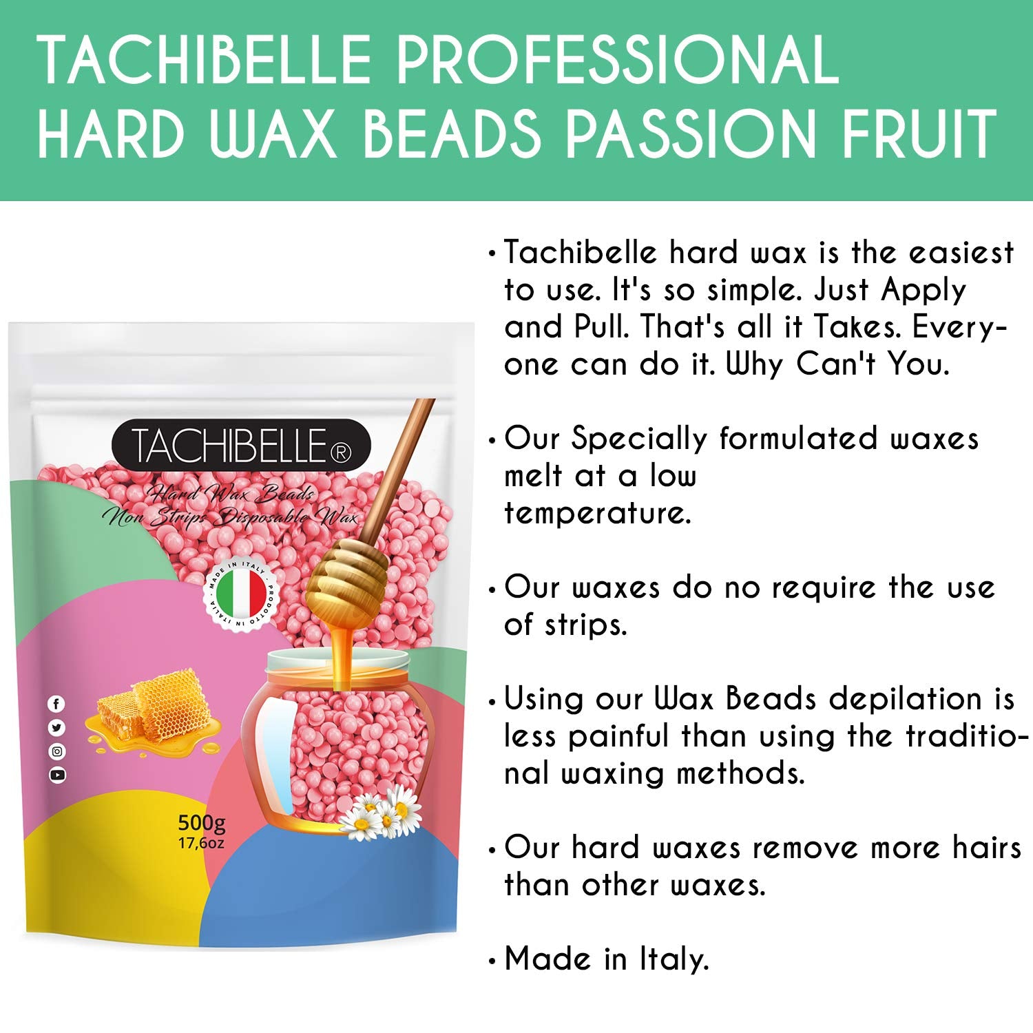 Tachibelle Bead Hard Wax  500g Passionfruit Scent