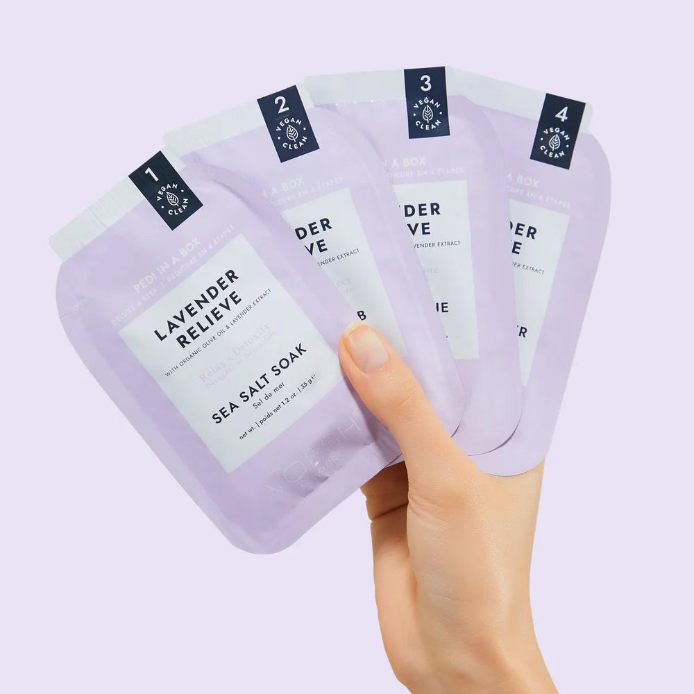 VOESH Pedi In A Box Deluxe 4 Step Pedicure Kit Lavender Relieve