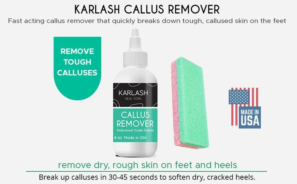 Karlash Callus Remover Gel and Foot Pumice Stone Scrubber Kit 4 oz