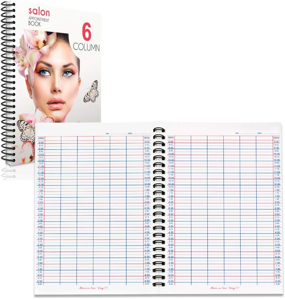 Karlash 6 Column Undated Appointment Book – 6 Person Daily + Hourly Schedule