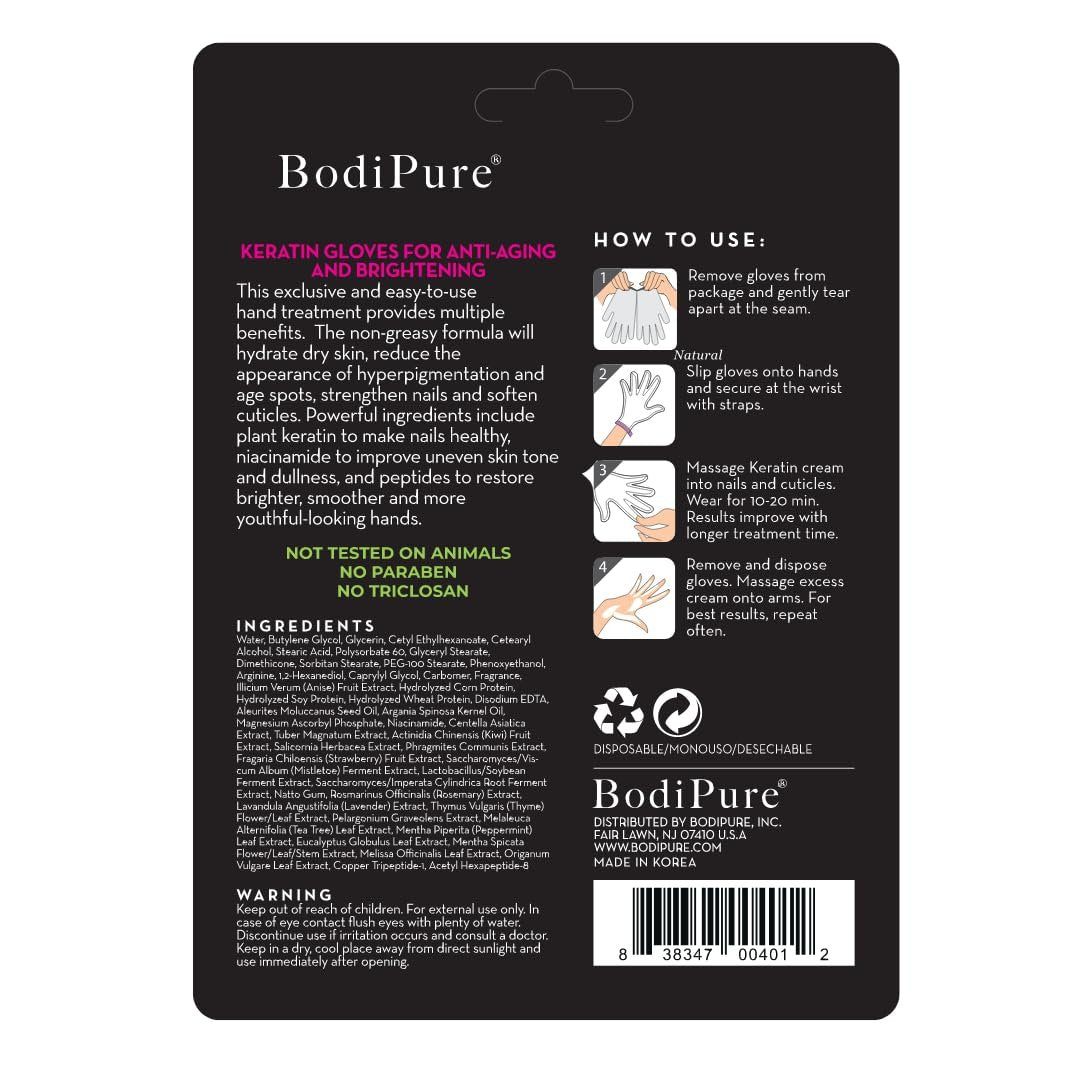 Bodipure Premium Keratin Hand Mask Gloves Nail-Strengthening & Cuticle Softening