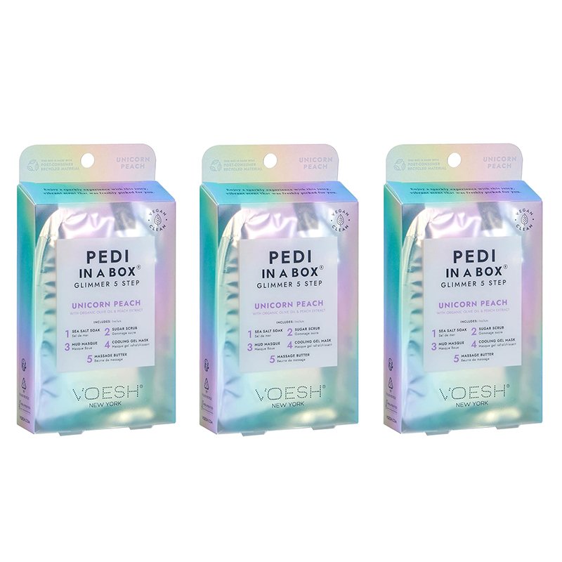 VOESH Pedi in a Box Glimmer 5 STEP Pedicure Unicorn Glimmer