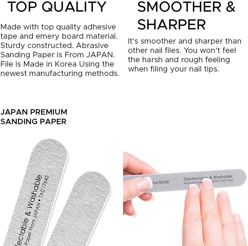 Tachibelle Premium Japan Abrasive 80/80 Coarse Disinfectable Washable Zebra Nail Files