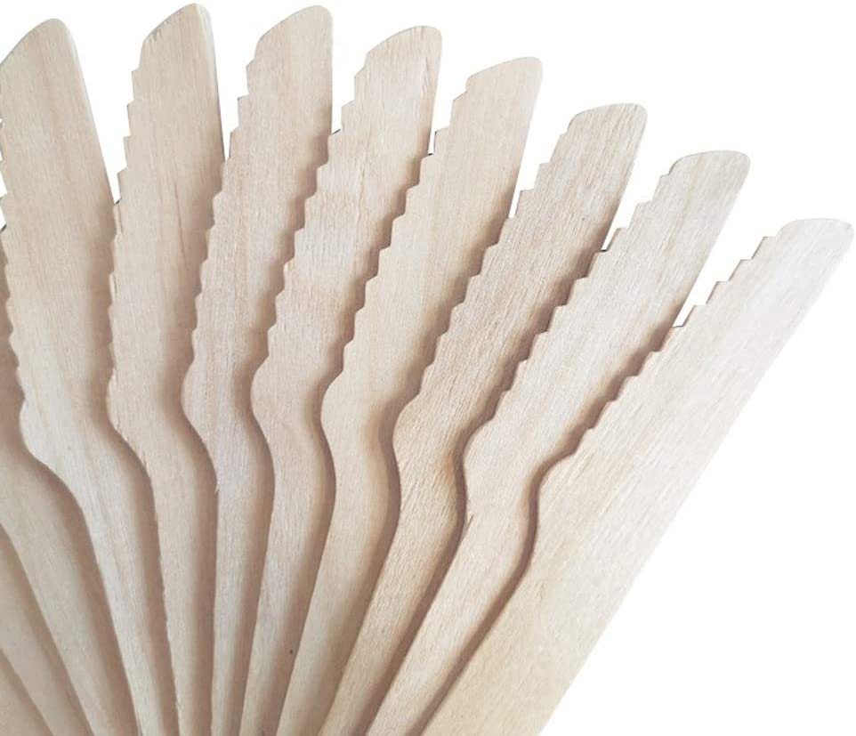 Karlash Disposable Wooden Knives 100 PCS Smooth and Round Surface Eco Friendly