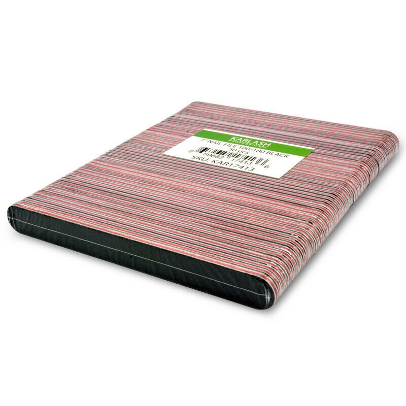 Karlash Professional Double Sided Emery Board 7" Black Nail File 100/180 50pcs