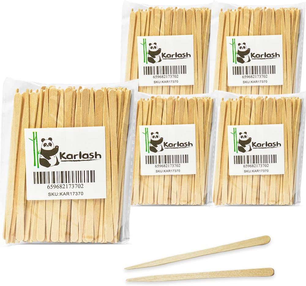 Karlash Small Wax Sticks Wood Spatulas Applicator for Hair Eyebrow Removal