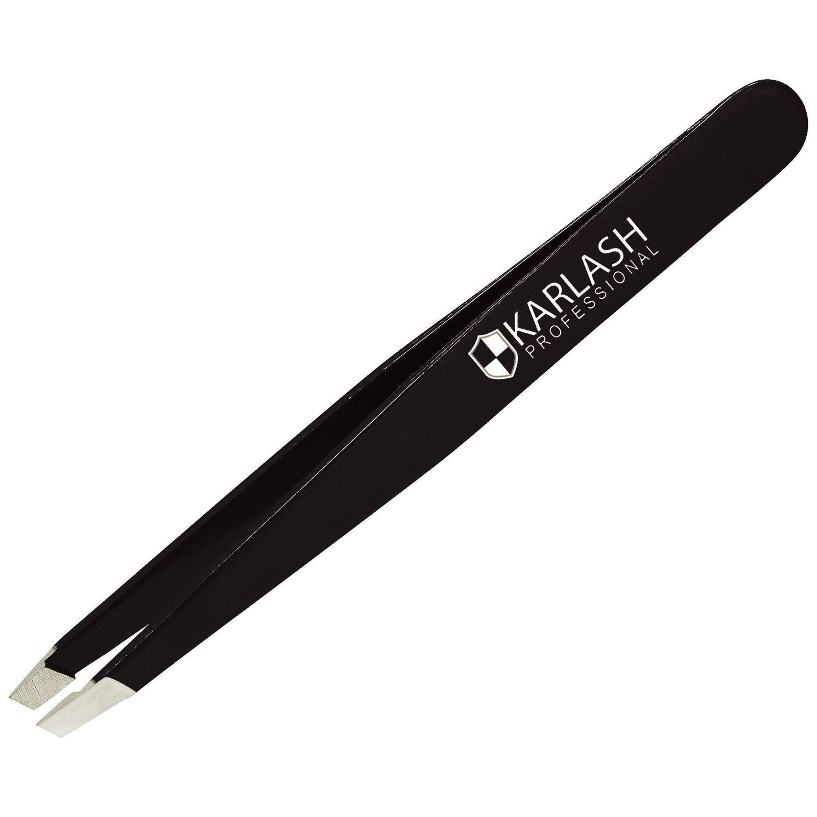 Karlash Slant Tweezers Professional Stainless Steel Slant Tip Tweezer Premium Precision Eyebrow Black
