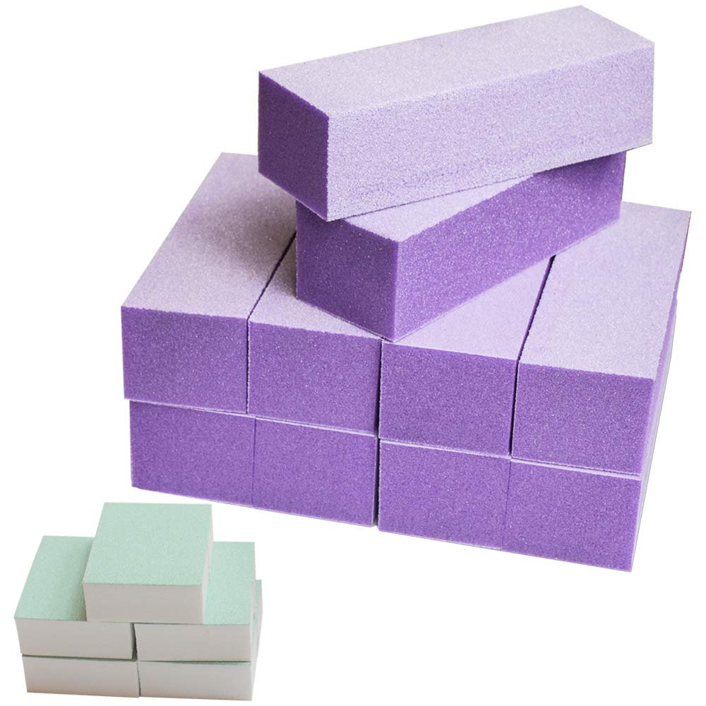 Karlash Nail Buffer sanding Block Purple White 100/180 Grit Nail Art Manicure Pedicure File 10 PCS