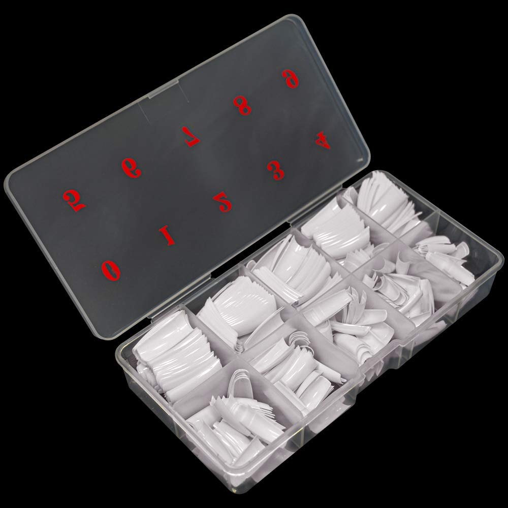 Karlash White Tips 500 pcs Lady French Acrylic Style Artificial False Nails Half Tips & Box
